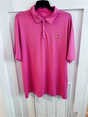 Masters Tech Pink Striped Polo Shirt XXL